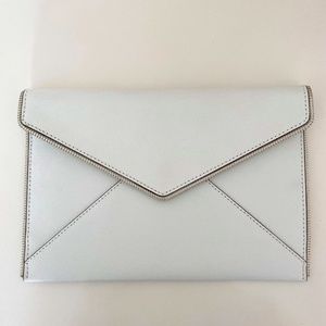 Rebecca Minkoff white leather zipper clutch